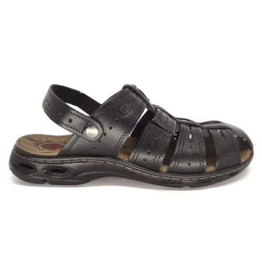 Imagem de Sandália Pegada Masculina Fechada Couro Amortech 130687, Preto, 43