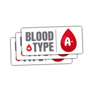 Imagem de 3 peças de adesivos de tipo sanguíneo para capacetes mini decalques de informações de emergência, motocicleta ADV, mountain bike, esqui e snowboard garrafa de água copo capa de telefone laptop 7.6 cm