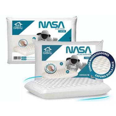Imagem de Travesseiro Nasa Kit com 2 Duo Face 14cm Altura Viscoelástico Hipoaler
