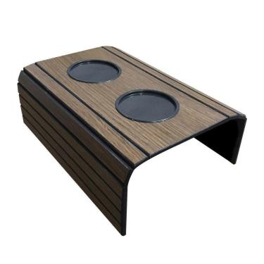 Imagem de Bandeja Esteira para Braço de Sofá com Porta Copo Marrom