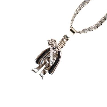 Imagem de Colar Corrente Pingente Exu Capa Preta 3 cm Metal Niquelado