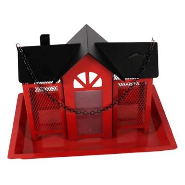 Imagem de IEUDNS Alimentador de pássaros, casinha de pássaros, decoração de jardim, estação de alimentação para pássaros, decoração de jardim, pendurar ao ar livre, Vermelho