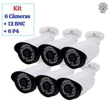 Imagem de Kit 6 Câmeras Ahd 2Mp-3.6Mm Uso Int/Ext +Conectores Bnc E P4 - Cftv