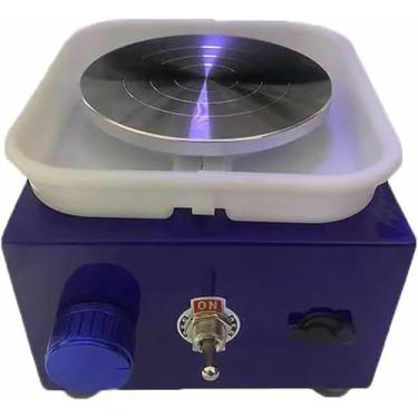 Imagem de FYLFANYAN Torno elétrico de cerâmica, mínimo de cerâmica doméstica com 3 pratos rotativos de 4 cm/6,5 cm/10 cm, tanque de água e velocidade ajustável de 2000 RPM ~/