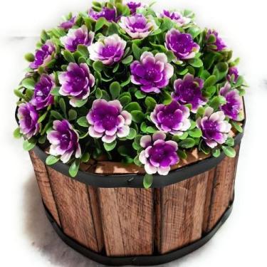 Imagem de Cachepot de Madeira redondo Rústico com Bucho Flor Cores Sortidas - Lé