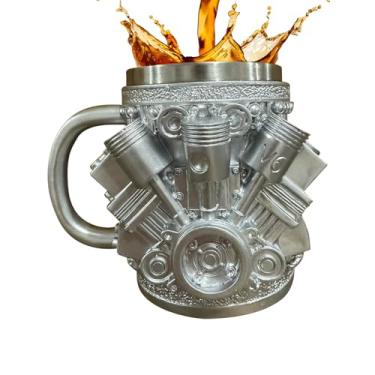 Imagem de Caneca de café de viagem - Caneca de viagem com design em forma de motor para café, copo multifuncional para chá de cerveja, chá, chocolate quente, uísque, coquetéis