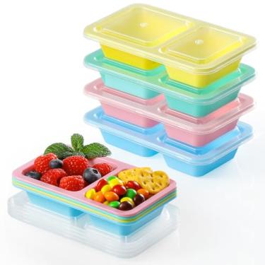 Imagem de VITEVER Pacote com 8 recipientes reutilizáveis para lanches, recipientes multicoloridos para condimentos com compartimentos duplos com tampas transparentes, copos portáteis para molho de salada