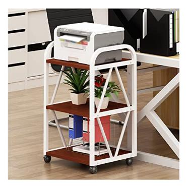 Imagem de YWangQiang Suporte de impressora para suporte de estante de impressão de mesa polia do chão ao teto prateleira de impressora escritório 3 camadas armazenamento de arquivos móvel rack impressora mesa