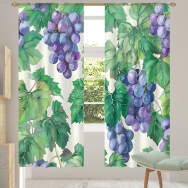 Imagem de 2 conjuntos de painéis de uvas retrô frutas cortinas transparentes arejadas com filtro leve painéis de cortina leve cortina de porta janela para sala de estar, quarto, jantar, 84 polegadas de