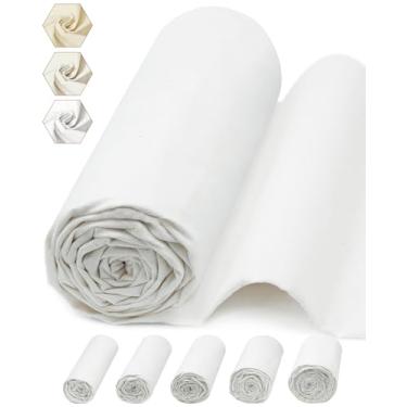 Imagem de FIVEIZERO Tecido de musselina 100% algodão por jarda, 160 cm x 3 jardas panos de musselina de algodão branqueado branco – Tecido chita bege de peso médio para costura, acolchoamento, bordado