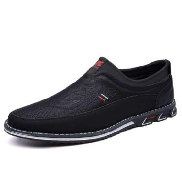 Imagem de Sapato Oxford masculino casual para escritório, mocassins, confortável, para dirigir, Preto escuro, 42
