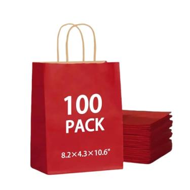 Imagem de Yampahpa 100 peças de sacolas de presente com alças, sacolas de presente para festa de aniversário, chá de bebê, casamento, compras, vinho tinto