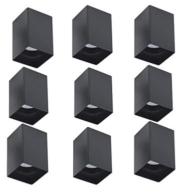 Imagem de 9 Spot Sobrepor Quadrado Preto Mr16 Direcionavel Gu10 Zan38