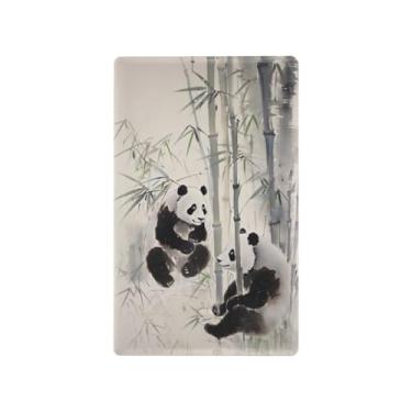 Imagem de Blueangle Placa de parede decoradora de capa em branco, tamanho padrão, 1 gangue panda chinês, capa de interruptor de bambu para quarto de escritório em casa, 4,53 x 2,76 polegadas (224)