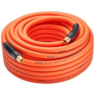 Imagem de VEVOR Mangueira de ar, mangueira de ar híbrida de 1/5.1 cm x 30.5 m, leve, resistente a dobras, mangueiras pneumáticas com encaixe macho de latão sólido de 1/5.1 cm, material híbrido de três camadas