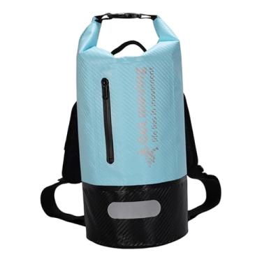 Imagem de menolana Mochila estanque impermeável com alça, leve, 10L, para armazenamento, ideal para rafting, natação, passeios de barco e camping. Perfeita para homens e, Azul Claro
