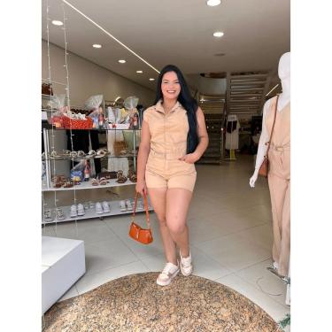 Imagem de Macaquinho Regata De Short Acompanha Cinto Fecho Botões