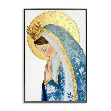 Imagem de Stupell Industries Retrato religioso "Mother Mary Religious Portrait", arte giclée emoldurada, preta, 12 x 18