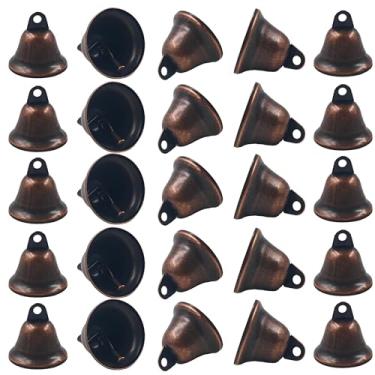 Imagem de pson 25 peças de sinos de bronze vintage 4,7 x 3,8 cm, mini sinos artesanais para treinamento de cães, decorações de porta, fabricação de sinos de vento, casamento, projetos DIY (bronze vermelho)