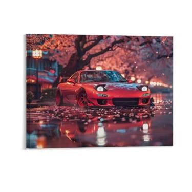 Imagem de HouLaiZhe Modificado Rx7 Jdm Carro Flor de Cerejeira Posters Tela Estética Sala Decoração de Parede Impressões Galeria Sala Decoração de Parede para Quarto Sala de Estar Escritório 08 x 10 polegadas