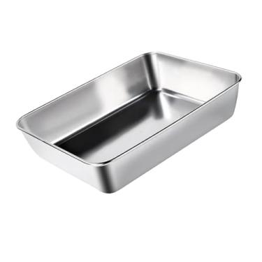 Imagem de aqxreight Bandeja de Aço Inoxidável 304 Prato Retângulo Recipiente de Armazenamento de Alimentos para Frutas e Vegetais Seguro para Máquina de Lavar Louça 600ml 13,5x10,5x5,5cm / 5,3x4,1x2,2 pol.
