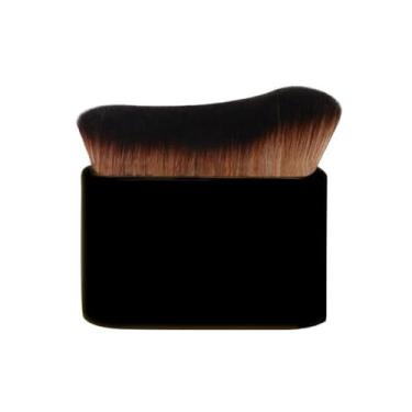 Imagem de Pincel Black Foundation Kabuki, creme e maquiagem líquida em pó, mistura de rosto e pescoço