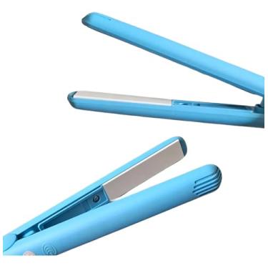 Imagem de Mini Chapinha Alisadora com Placas de Cerâmica, Portátil, Rápido Aquecimento, Ideal para Alisamento Preciso e Viagens (Azul)