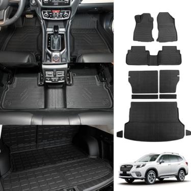 Imagem de Thinzyou Tapetes de chão compatíveis com Subaru Forester 2019-2024 Forro de porta-malas TPE Protetor de capa de assento traseiro para todos os climas 2023 Acessórios Forester (tapete de porta-malas +