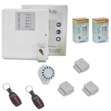 Imagem de Kit Alarme central WI-FI 5 sensores s fio Hombrus c bateria