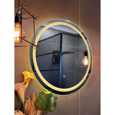 Imagem de Espelho Redondo com LED 57cm Iluminação Perfeita para Banheiro Quarto ou Sala Design Moderno e Ideal para Maquiagem e Cuidados Pessoais!
