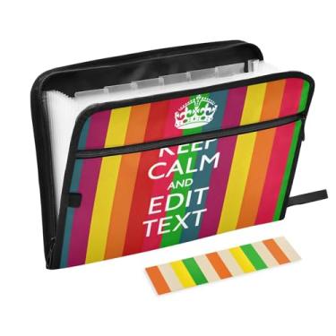 Imagem de Pasta expansível personalizada à prova de fogo Keep Calm Stripes Organizador de documentos personalizado para escola e escritório