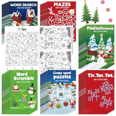 Imagem de Hungdao 48 Pcs Christmas Mini Activity Books for Boys and Girls, Fun and Games, Challenging Activities Include Mazes, Word Scramble and More Bulk Gifts for Students Party Classroom