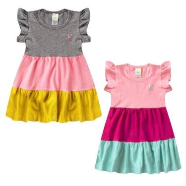 Imagem de 2 Vestido Rodado Menina 3 Marias Primavera Verão Roupa criança Feminin