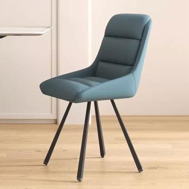 Imagem de AkosOL Cadeira giratória de 180°, cadeira de mesa sem braços, cadeiras de escritório estofadas de couro para sala de estudo em casa, cadeiras de jantar com suporte para as costas, cadeira confortável