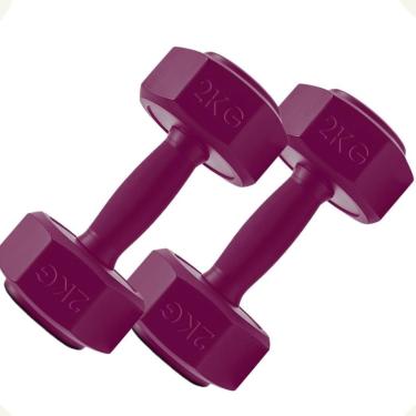 Imagem de Par de Halter Sextavado Peso para Treino em Casa Academia Peso 2Kg cada Iwmabru-Unissex