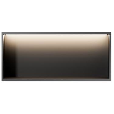 Imagem de Prateleira retangular de nicho para chuveiro, organizador de banheiro preto fosco para xampu, sabonete e descanso para os pés - 120 x 28 x 12 cm - solução elegante de armazenamento de parede