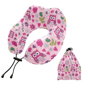 Imagem de Burbuja Almofada de pescoço de coruja para viagem, almofada de viagem de espuma viscoelástica para suporte de cabeça de carro de avião dormindo, lavável na máquina e portátil