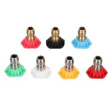 Imagem de Bico de pistola de água de alta pressão Plugue rápido de 1/4 de polegada Bocal de spray multifuncional em formato de leque com 7 cores para limpeza de carros Aspersor de jardim