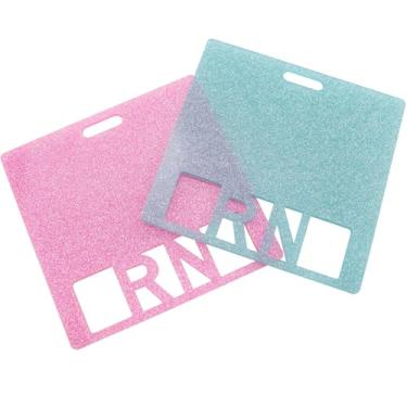 Imagem de DGZZI 2 peças porta-crachá RN Buddy horizontal para crachá de enfermeira para hospital, acessórios de trabalho, estudante de medicina, rosa, azul marinho