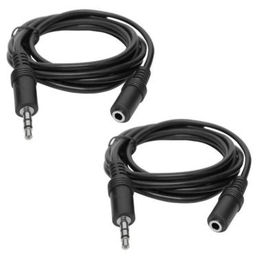 Imagem de Kit 2 Cabos Extensor P2 Fone Áudio 3.5mm St 3 Mts Resistente