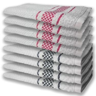 Imagem de 8 Panos De Prato Atoalhado Felpudo Premium 4 Rosa 4 Preto