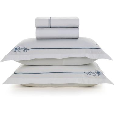 Imagem de Jogo de Cama Karsten Helen 200 Fios 4 Peças Queen Branco