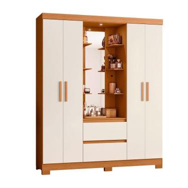 Imagem de Guarda Roupa 4 Portas 2 Gavetas Quarto Olimpia Cinamomo Com Off White - Albatroz
