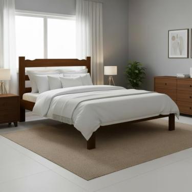 Imagem de Cama Queen Esmeralda Madeira Maciça Resistente Cor Castanho