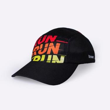Imagem de Boné para Corrida HUPI Run Run Run Preto, Preto, Branco