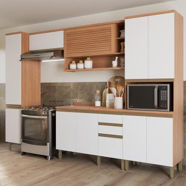 Imagem de Cozinha Completa Telasul Macadâmia C/ Armário e Balcão Freijó com Branco