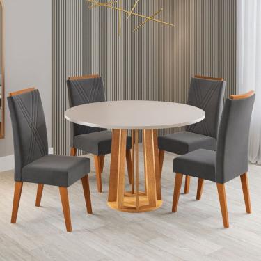 Imagem de Mesa de Jantar 4 Lugares Foster Marrom/Blonde/Cinza - Viero Móveis