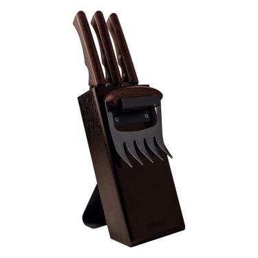 Imagem de Kit para Churrasco Churrasco Black para Cortar e Servir Carne em Aço Inox Escurecido co...