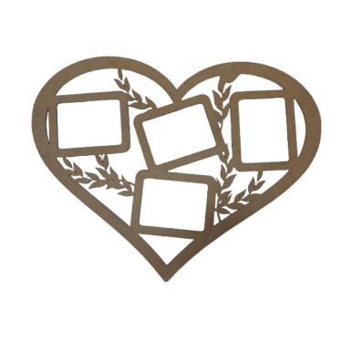 Imagem de Porta-retratos F031 para 4 Fotos em Formato de Coração MDF Marrom Trovarelli Móveis