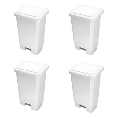 Imagem de Kit 4 Lixeiras Retangulares Jsn Pr50 com Pedal para Uso Doméstico e Corporativo